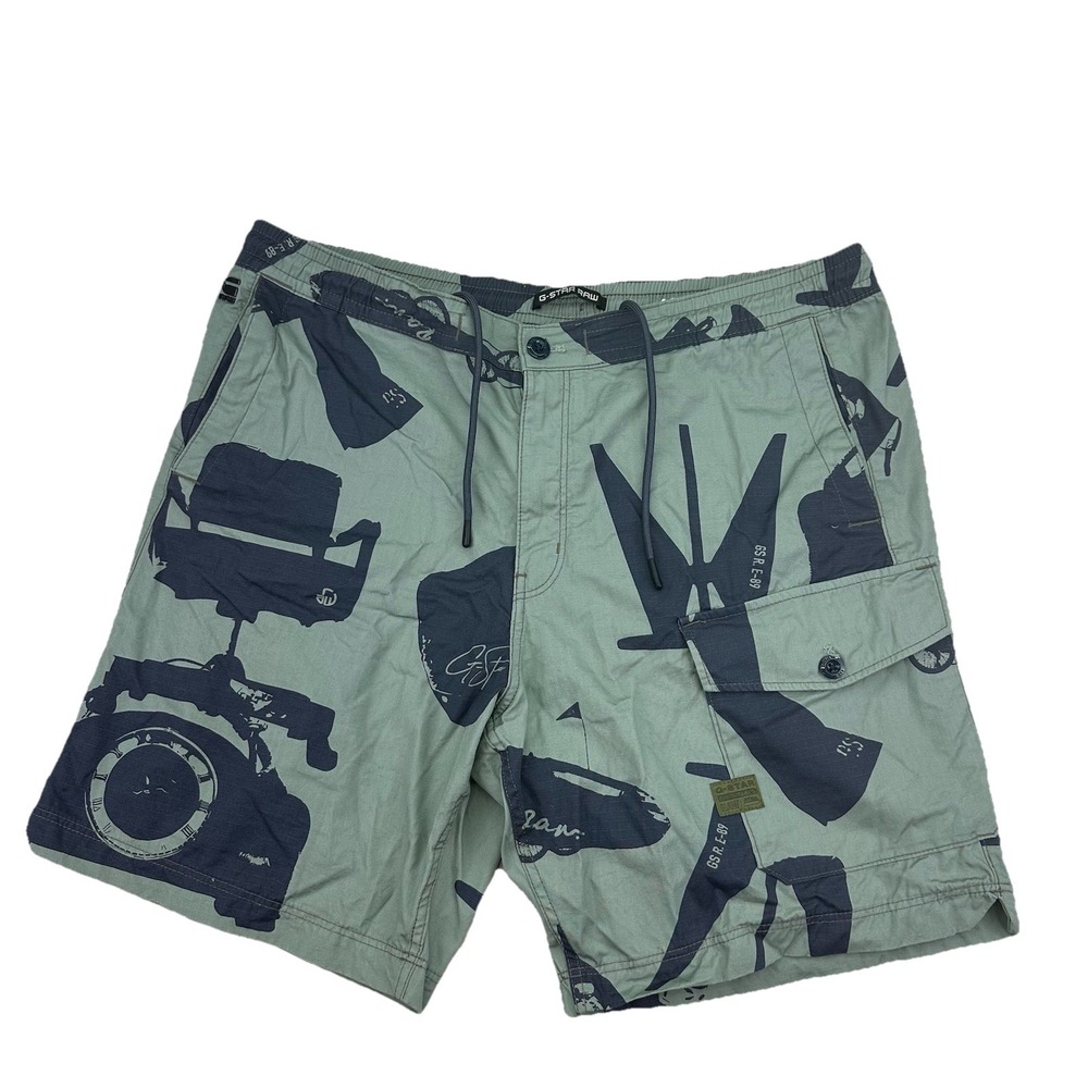 G-Star Raw Cargo Shorts Mens Size 40 Iceberg Green Sport Trainer Stretch